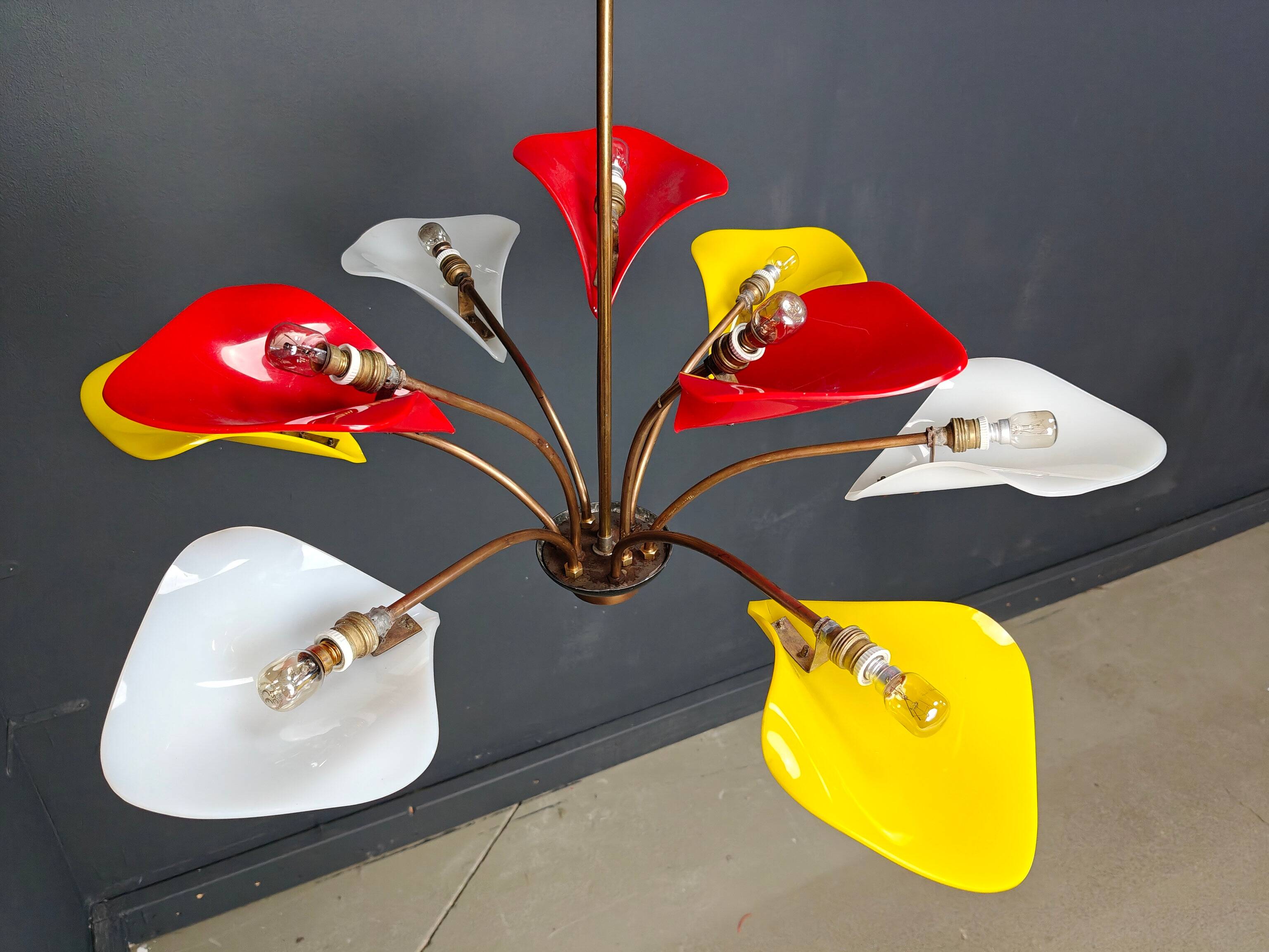 Vintage multi colour Italian chandelier, 1960s