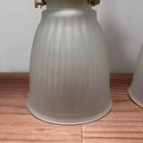 Pair of ribbed glass tulip wall sconces