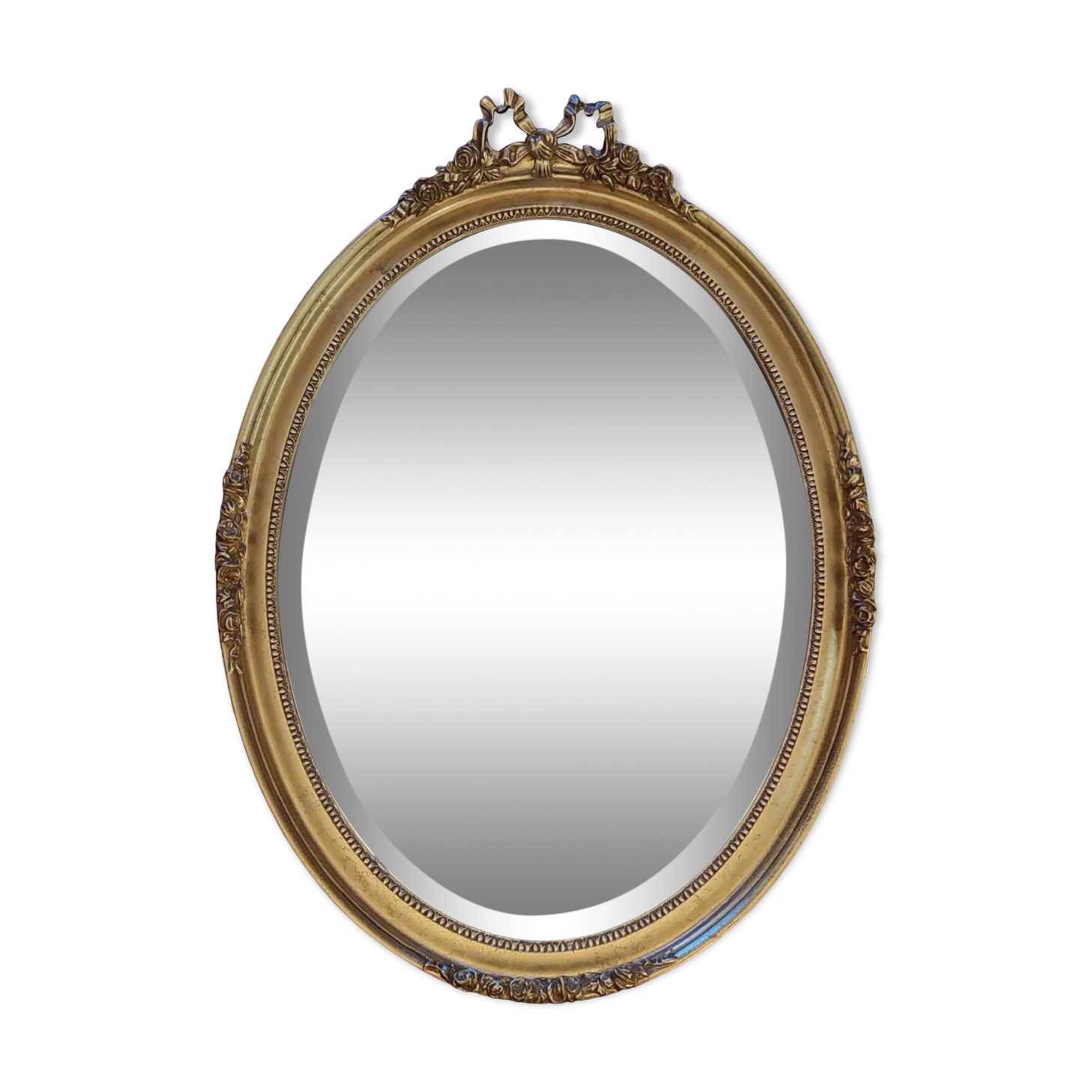 Ancien miroir biseauté stuck doré style Louis XVI