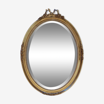 Ancien miroir biseauté stuck doré style Louis XVI
