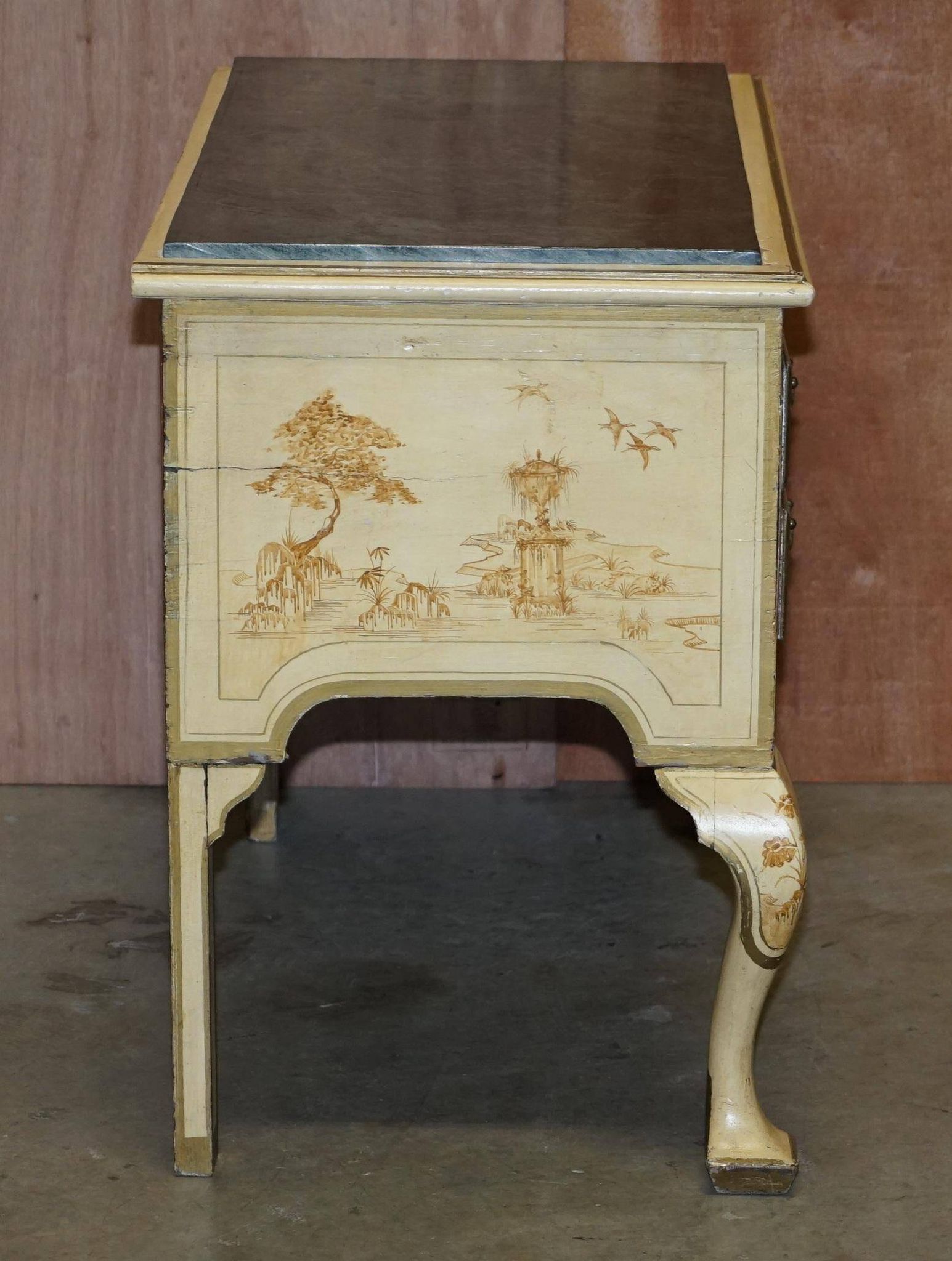 Chinoiserie Buffet with Marble Top in Chippendale Style