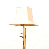 Floor lamp in hammered brass and gilded metal with reptilian decoration - Vintage from the 4s to