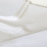 Rectangular damask cotton case and its 11 towels, PG monogram, vintage