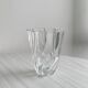 Clear glass vase, twisted design.