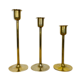 Three Scandinavian brass candle holders