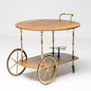 Brass and walnut bar cart by Cesare Lacca