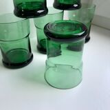 Set of 6 green glasses design 70s