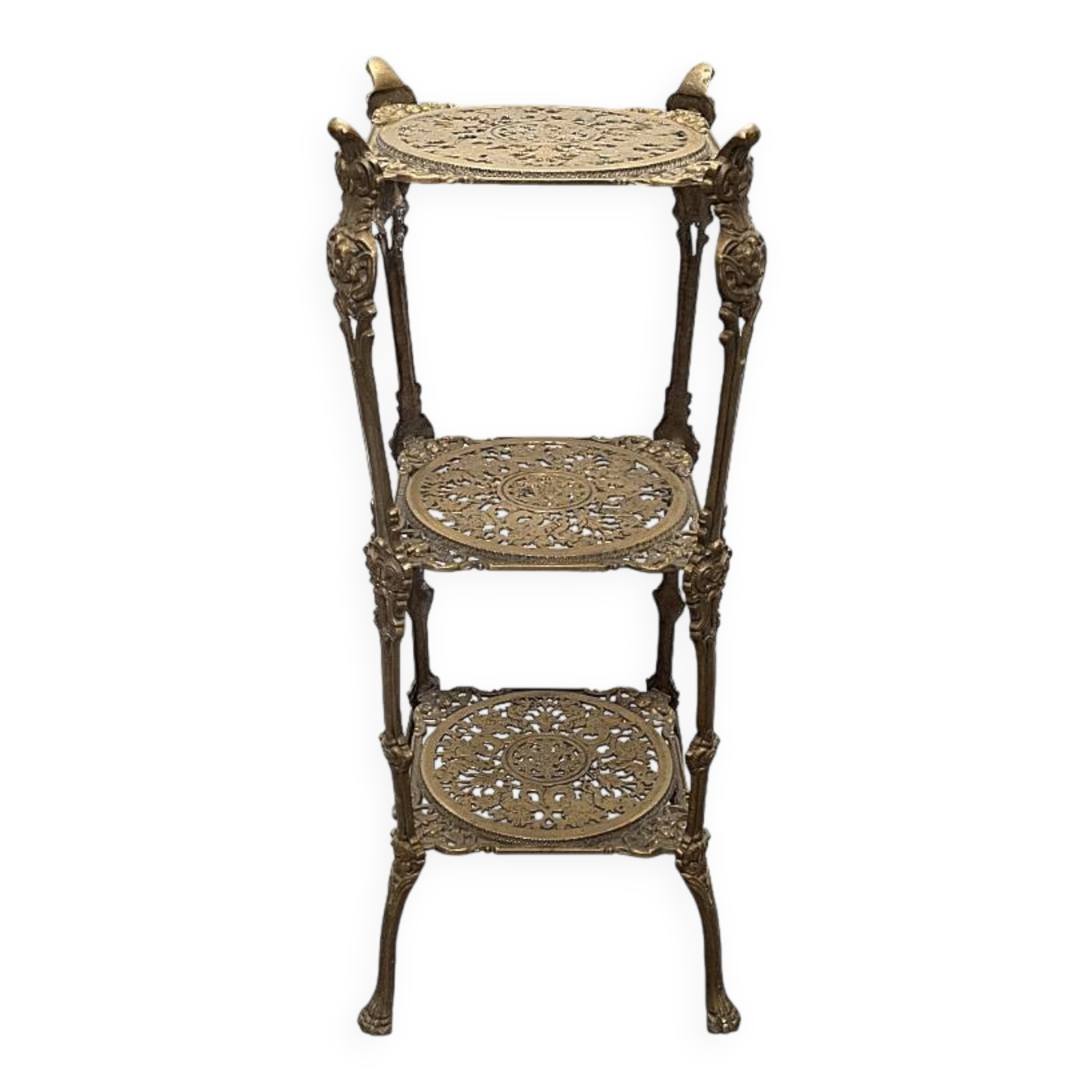 French Art Nouveau Style Brass Plant Stand, 1960/70s