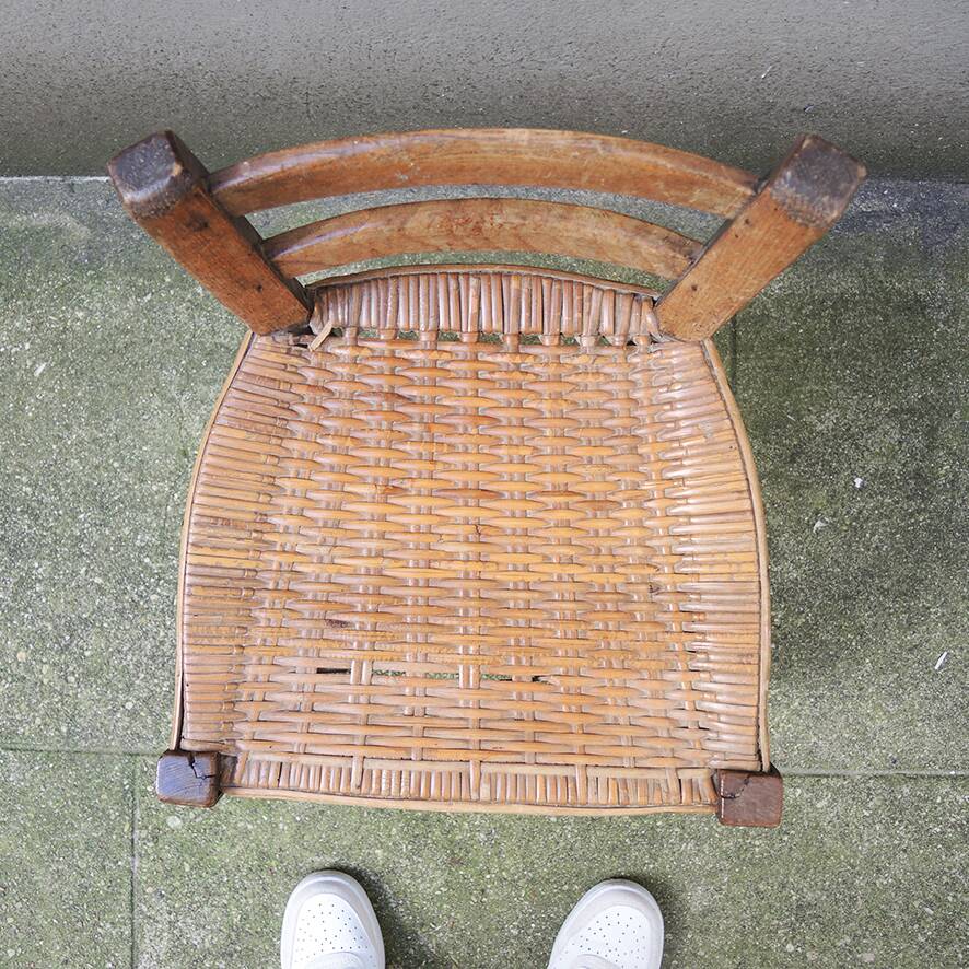 Antique wooden & cane children's chair