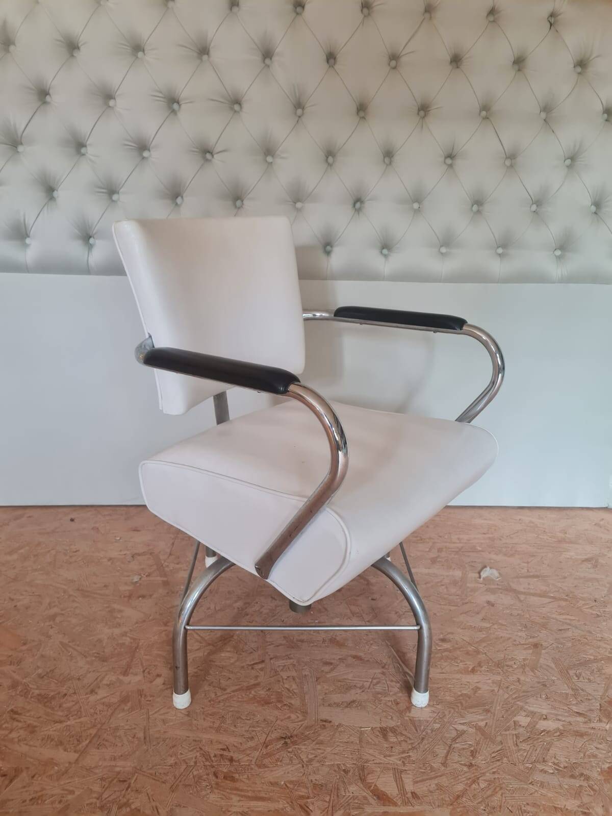 White Vinyl Salon Chair 1960's, USA