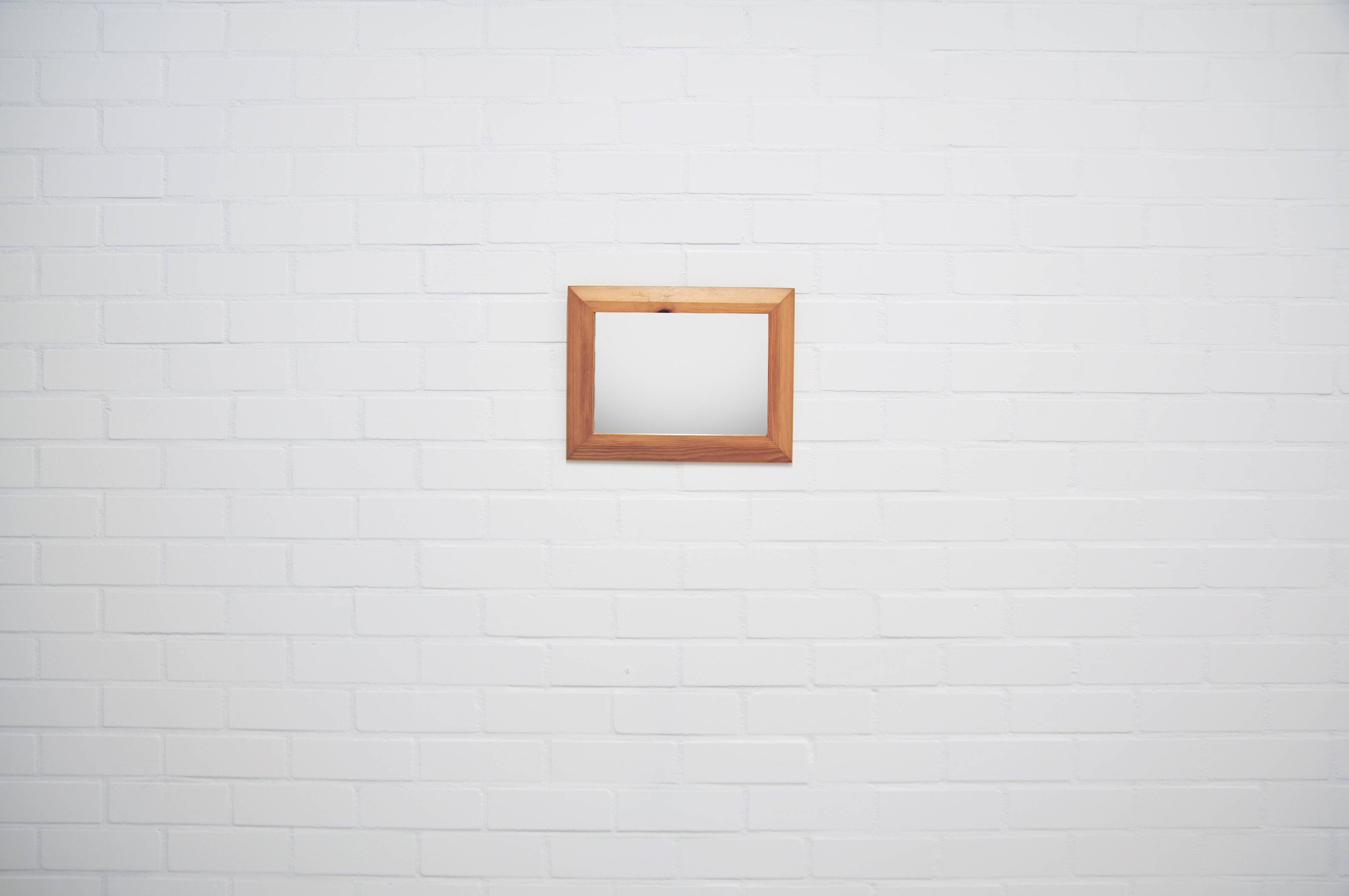 vintage pine small rectangular mirror