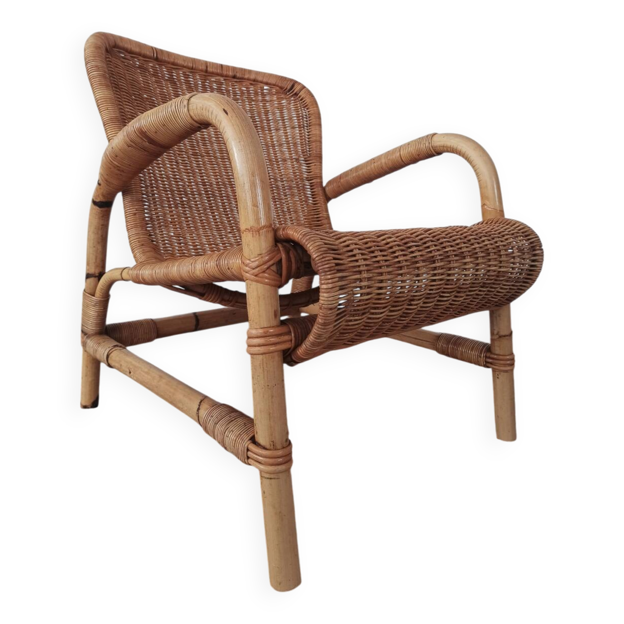 Bamboo and rattan armchair, 50s