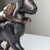 Ariadne and the Panther, Art Deco Sculpture in Wood and Brass, 1920s