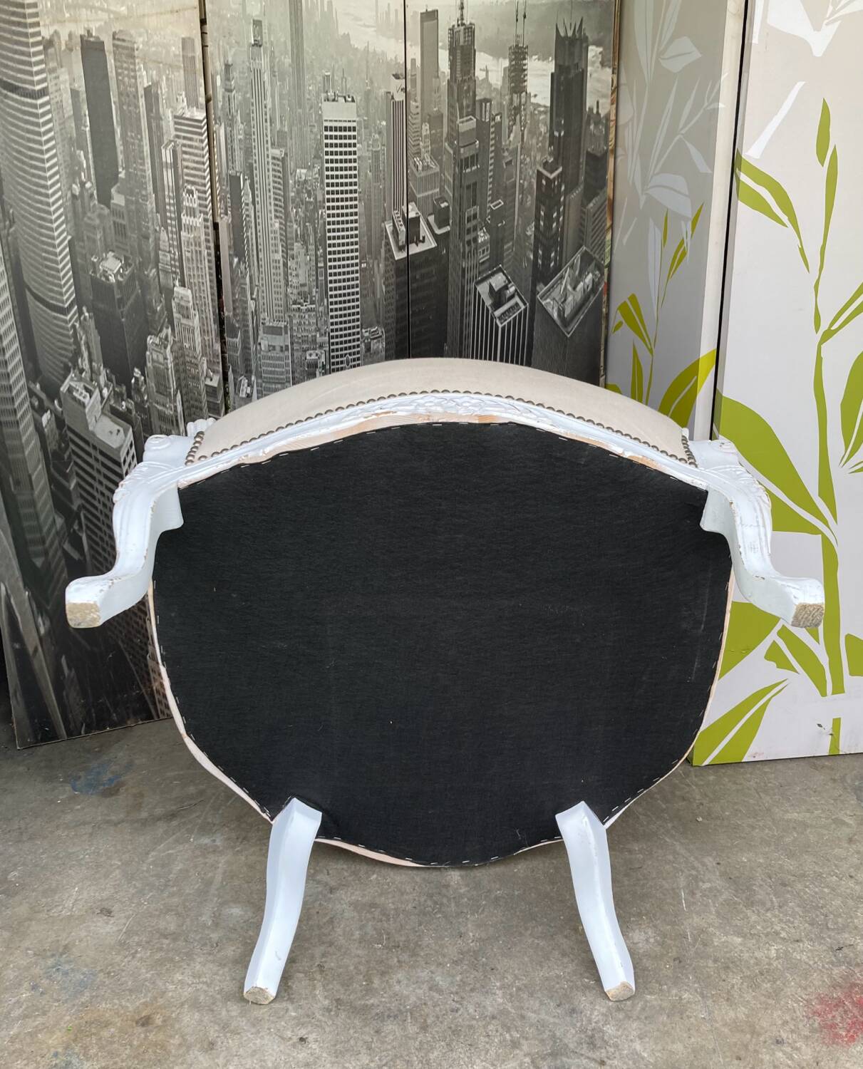 Bergère St Louis XV white rechampi 20th century