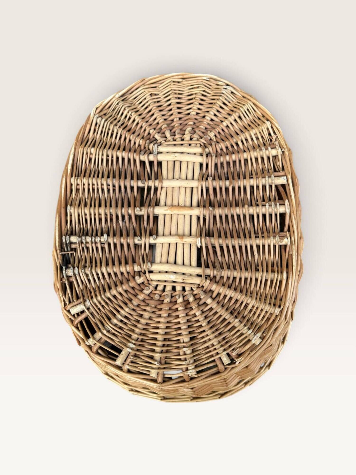 Woven blonde wicker basket