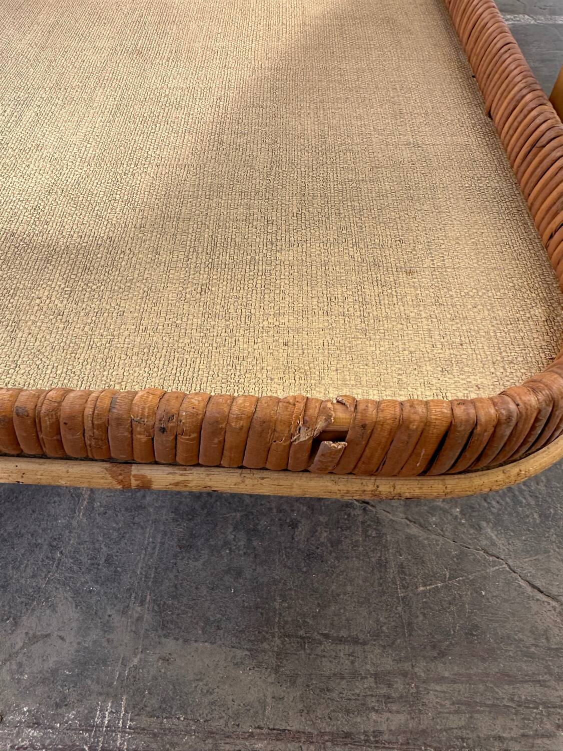 Rattan serving cart with removable tray