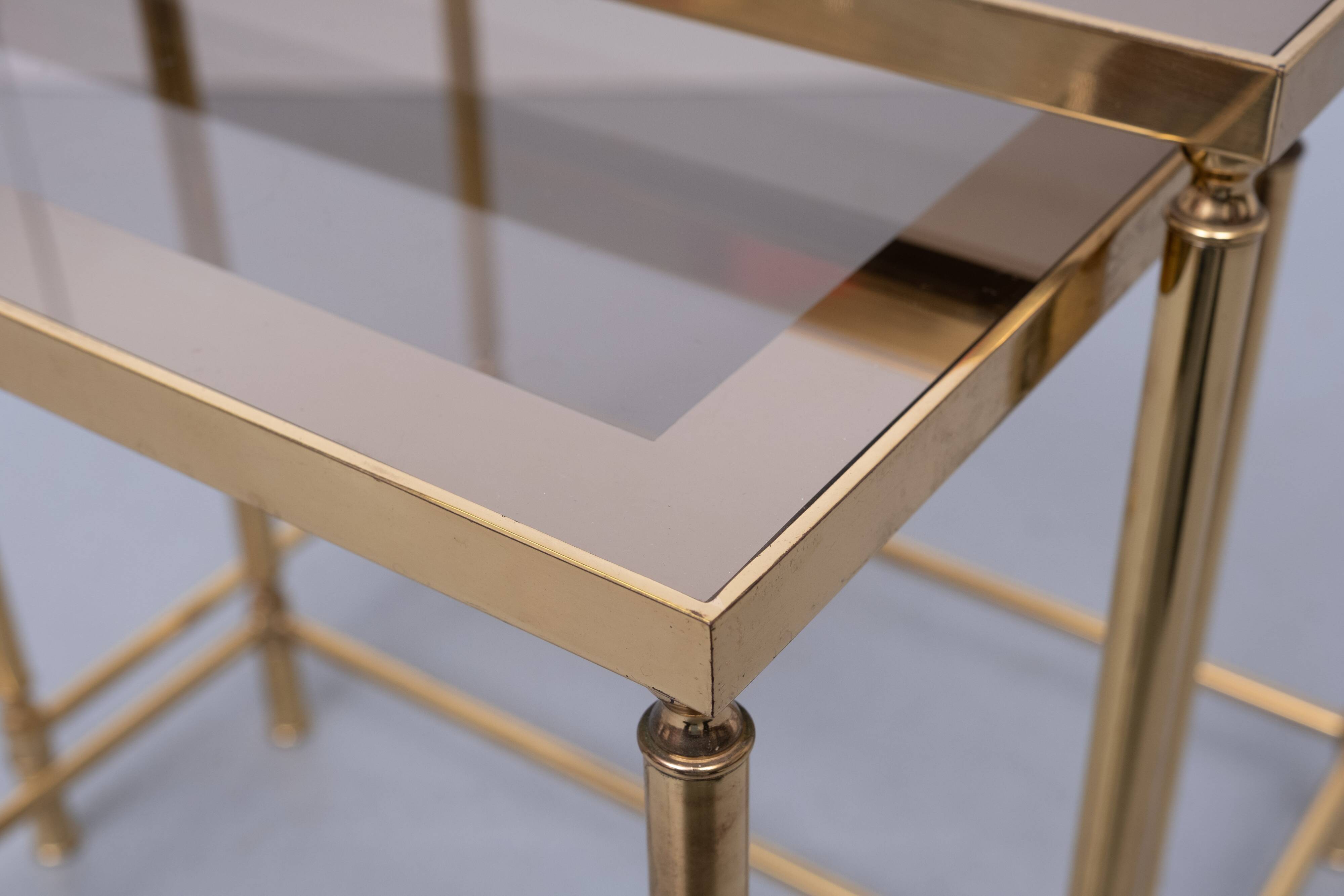 Brass side tables Hollywood Recency 1970s France