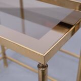 Tables d'appoint en laiton Hollywood Recency années 1970 France