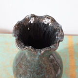 Blue grey Accolay vase in glazed ceramic, with hallmark