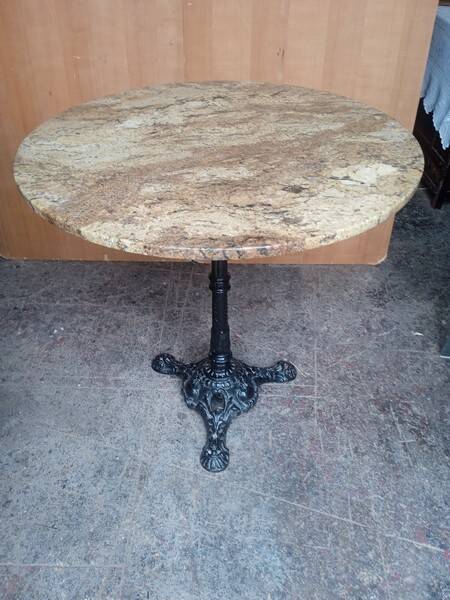 Table bistrot plateau marbre vintage