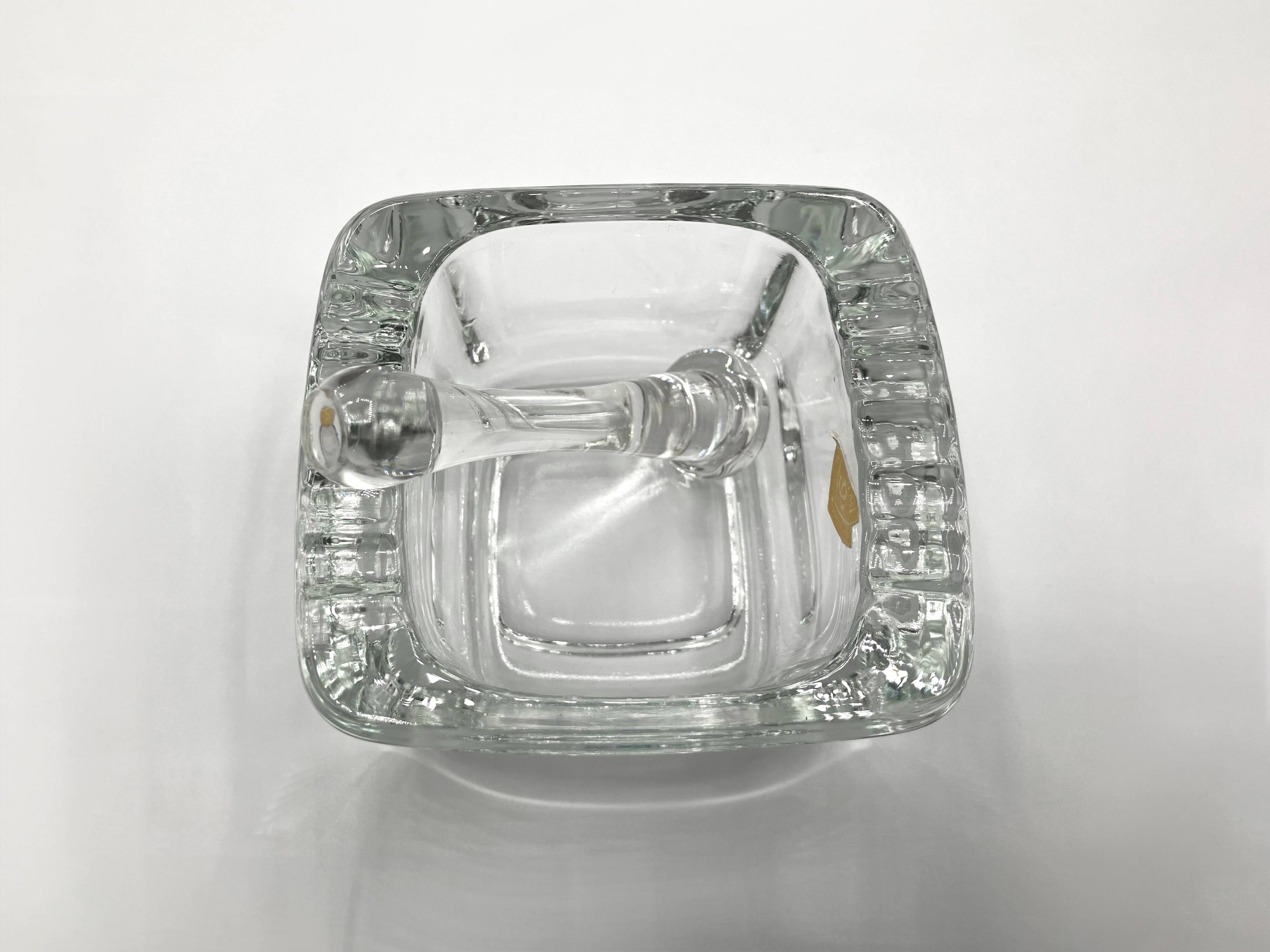 SKLO UNION Ashtray with pestle • 1960 • Czechoslovakia • Pressed glass