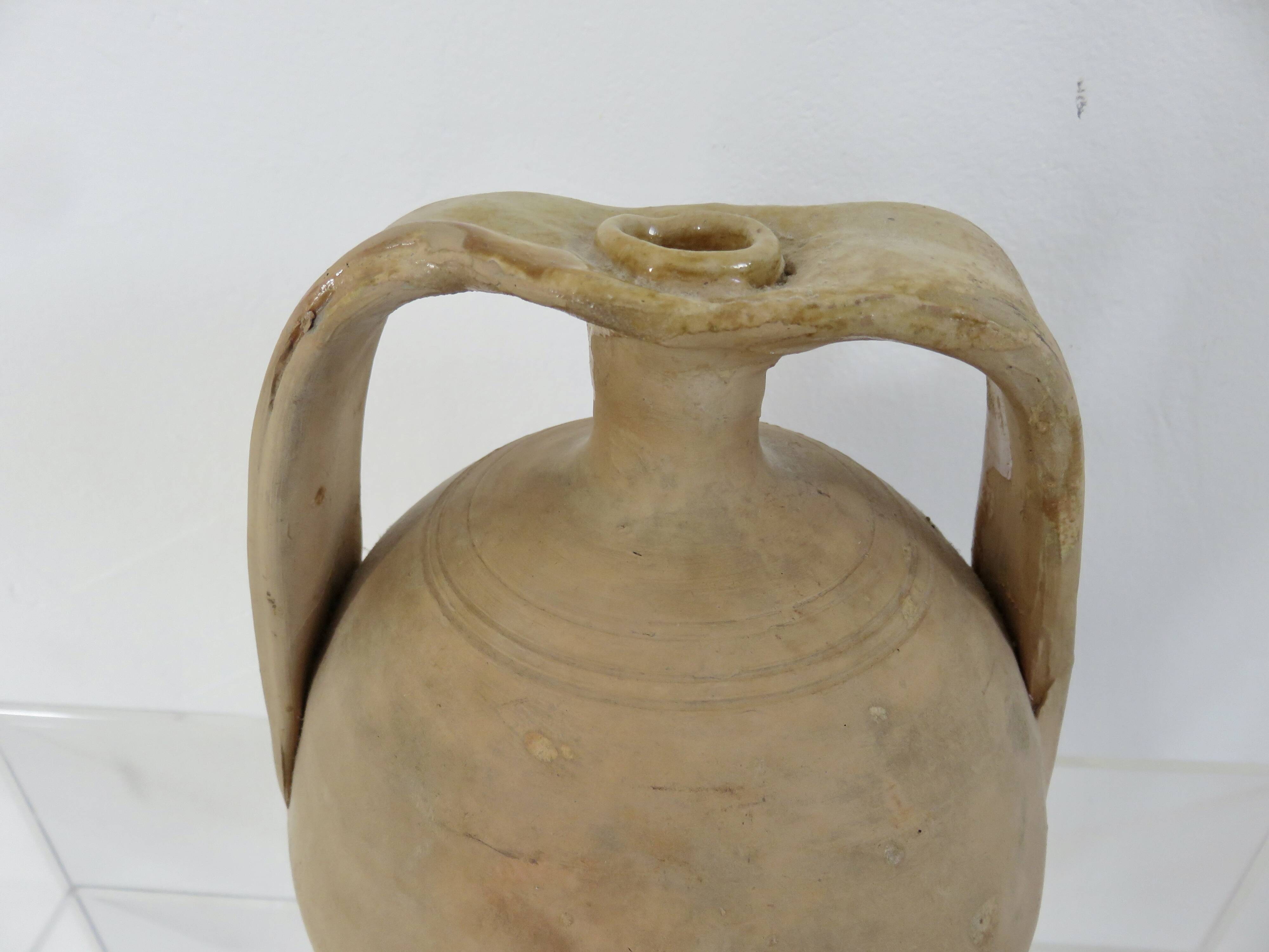 Jar, amphora, vase, in terracotta with handles, southern France, 1950