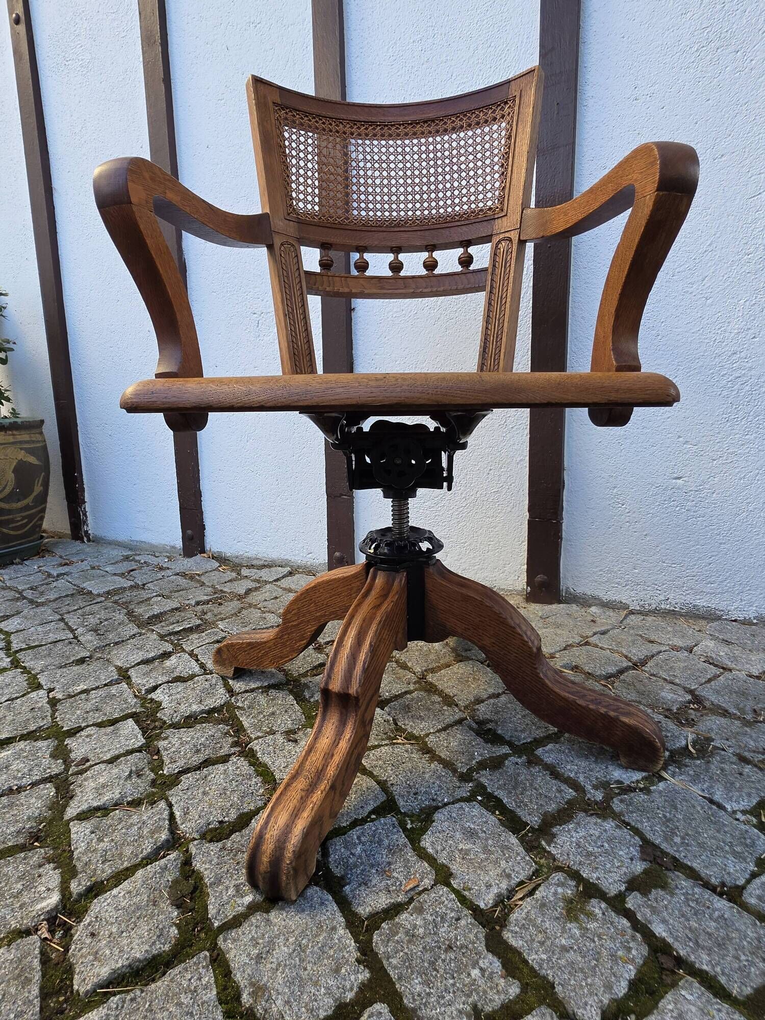 Victorian oak swivel armchair