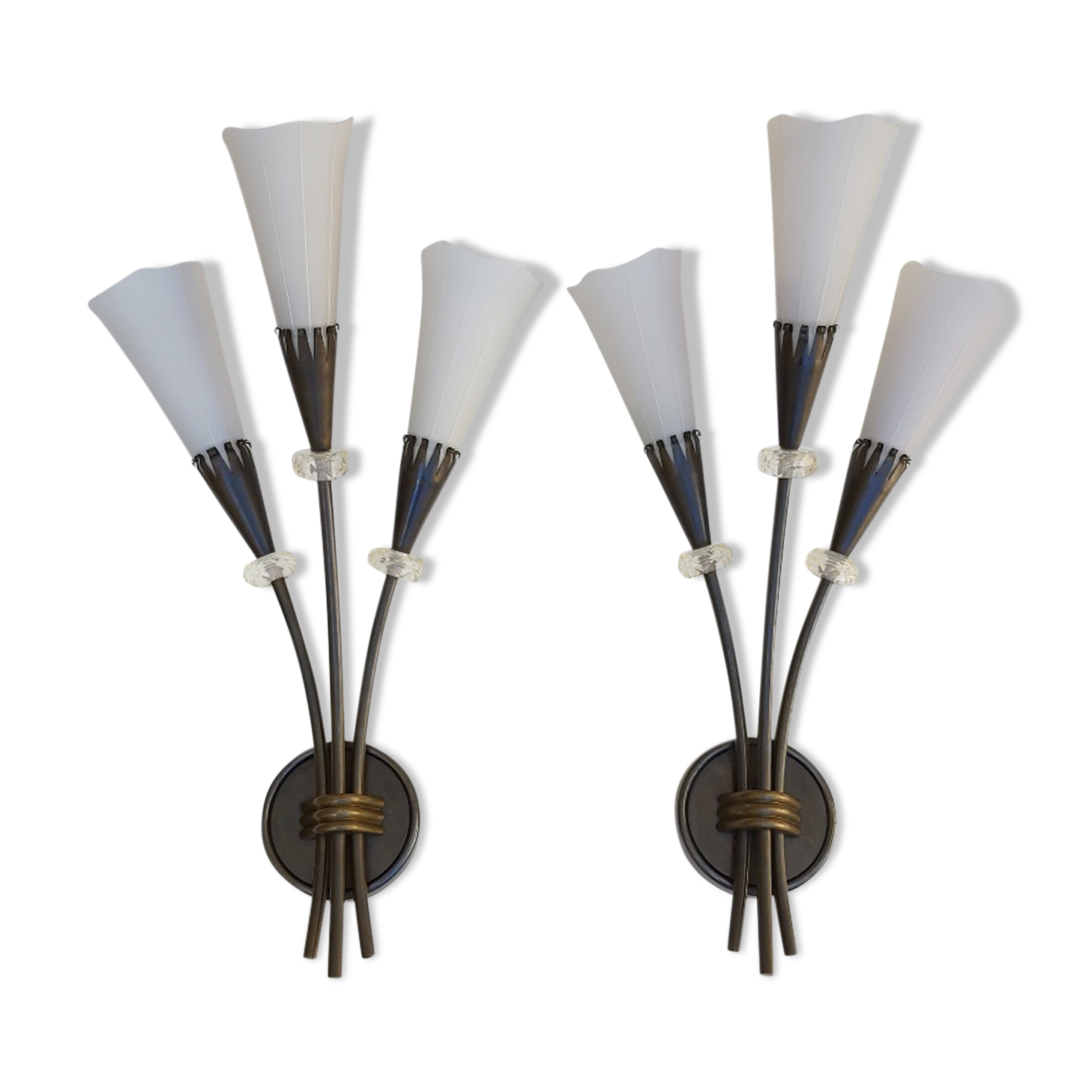 Pair of arum sconces edition Lunel Paris 50s