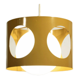 Delmas pendant lamp France 60s openwork yellow sheet & opaline
