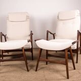 Large Scandinavian Teak Armchair with Ottomans by Folke Ohlsson for Westnofa 1960.