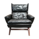 Rosewood armchair and black leather scandinavian 1950