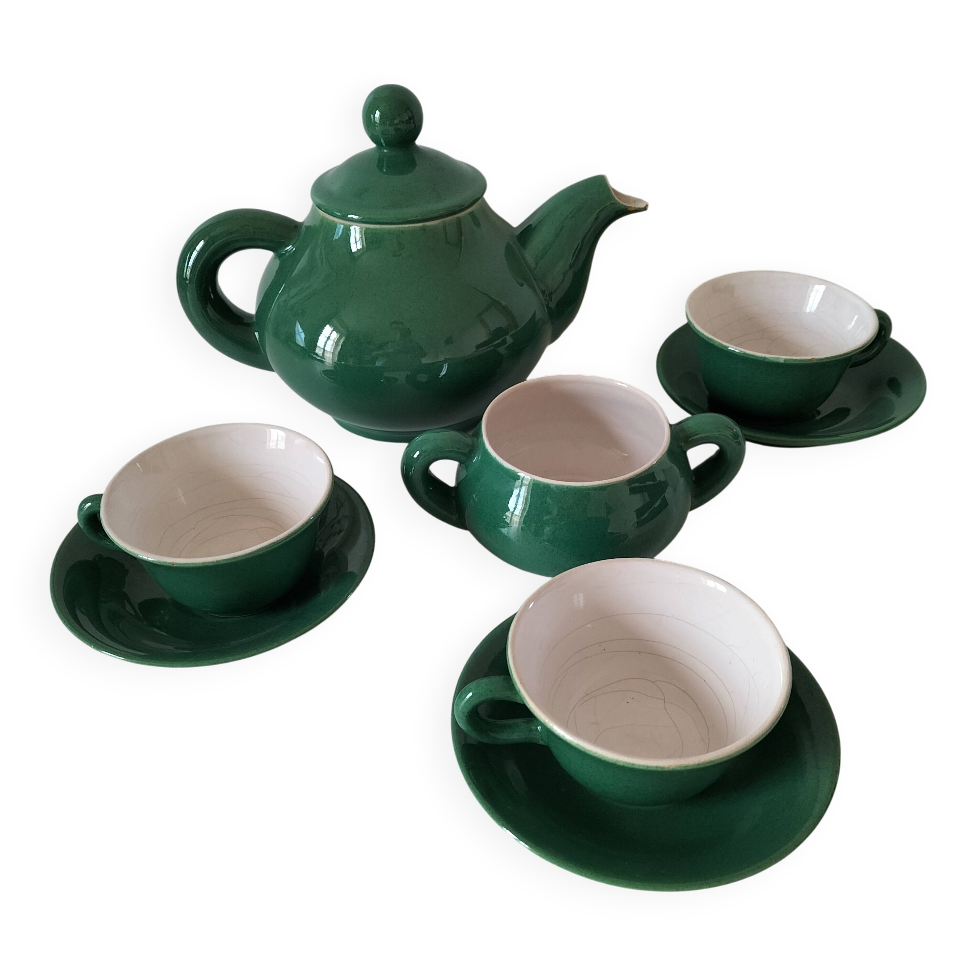 Teapot, 3 cups and sugar bowl KERALUC