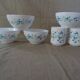 Set of 4 bowls and 2 mugs veronica arcopal small vintage blue flowers