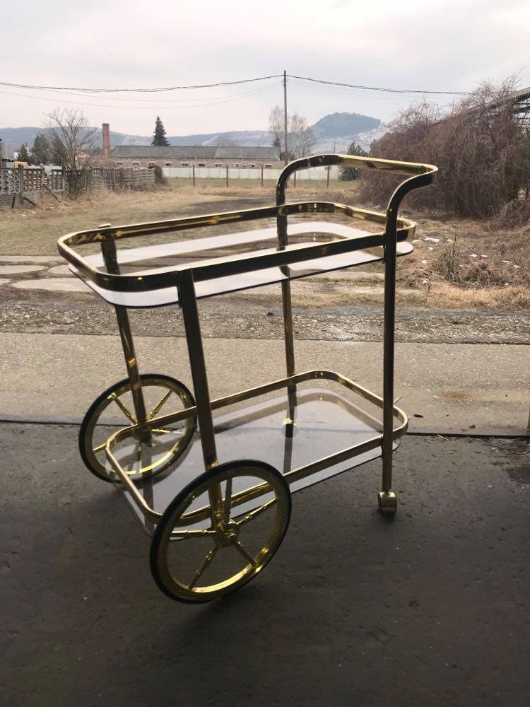 French brass two tier bar cart, 1960s