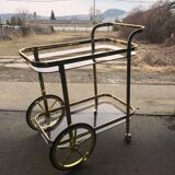 French brass two tier bar cart, 1960s