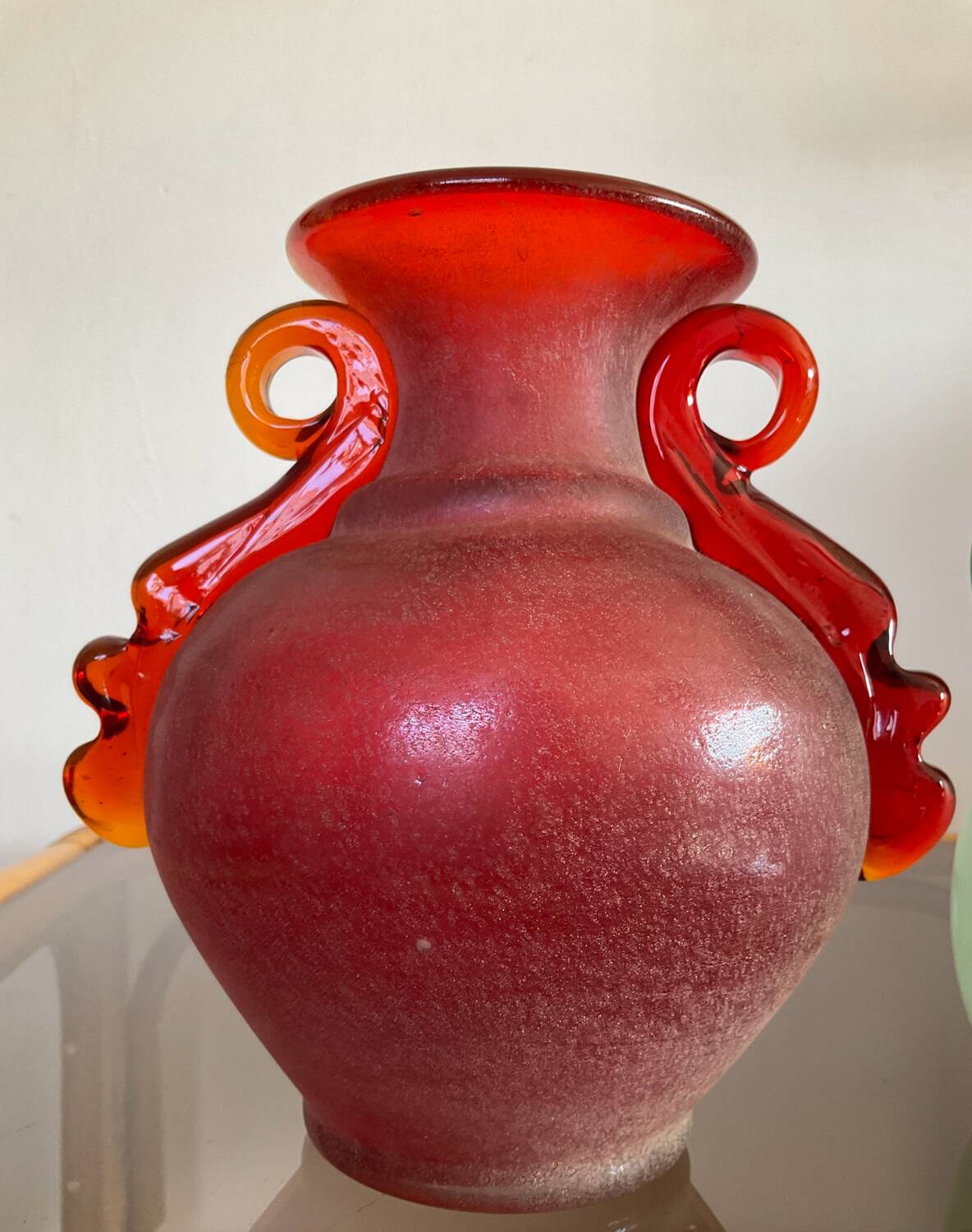 Pair of vintage glass paste ear vases