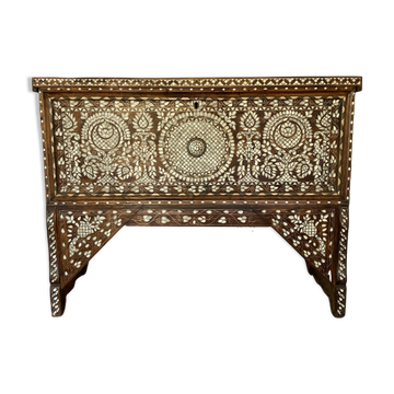19th century Syrian, mother of pearl inlay marquetry wedding cabinet or chest