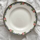 Compotier bas frise fleuries noire Digoin et Sarreguemines vintage