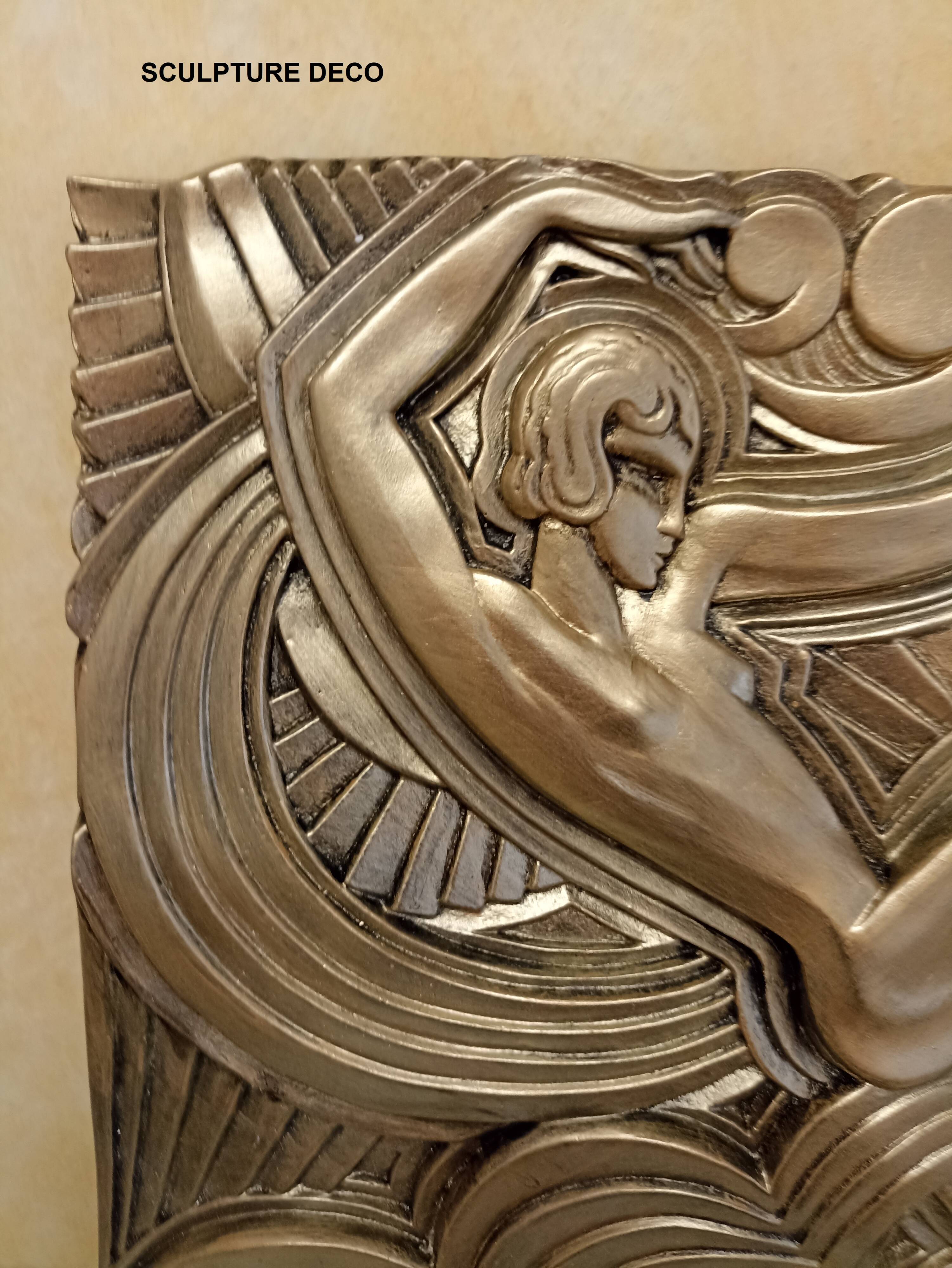 Large Art Deco bas-relief dancer "Folies bergère" after Maurice Picaud