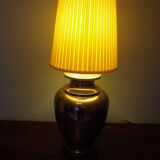 Living room mood lamp, silver metal base, wooden base, pleated lampshade