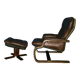 Scandinavian cantilever leather lounge chair and ottoman, 1960s