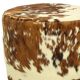Round Vintage Pouf Cowhide Leather Sixties 47cm