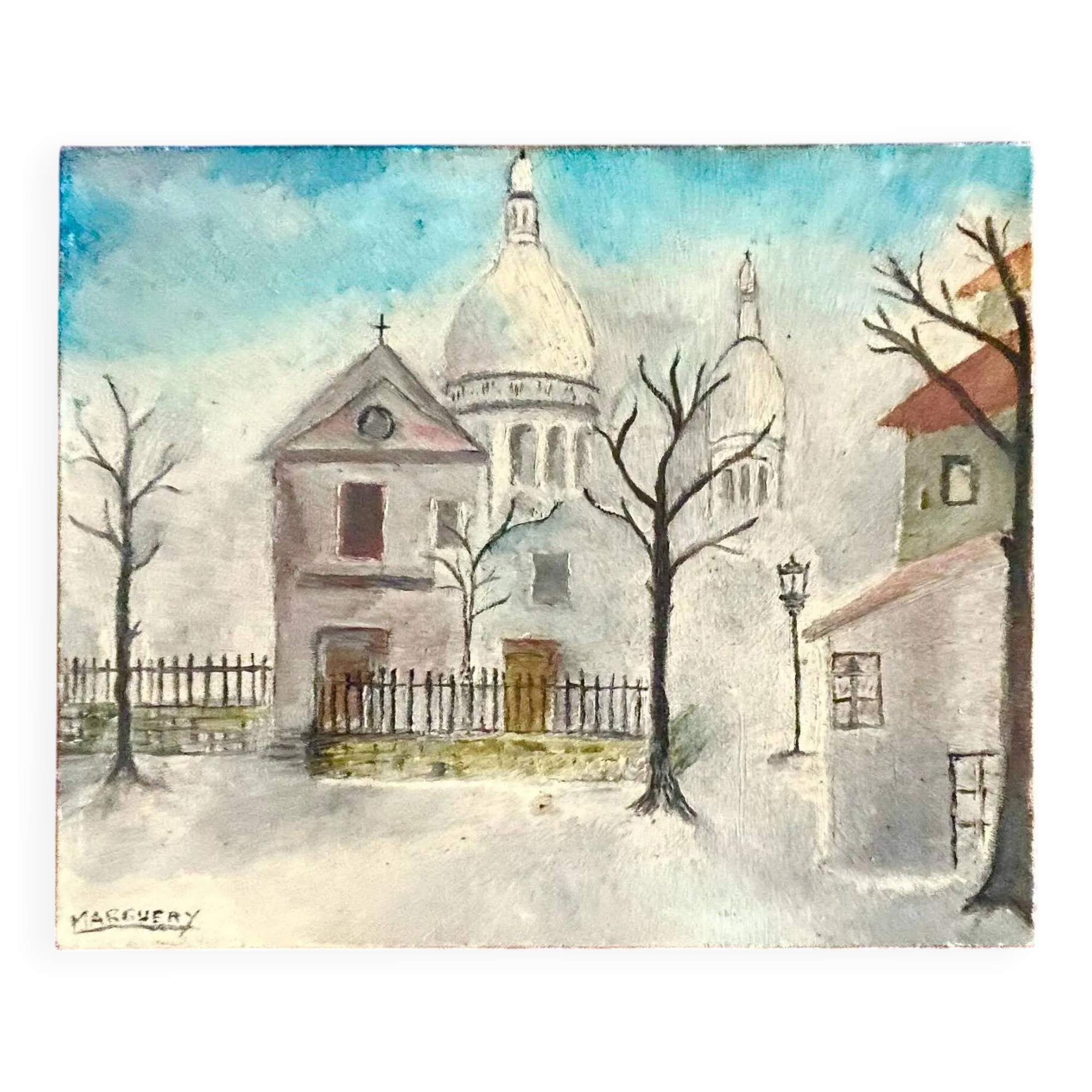 Mid Century Parisian Sacré-Coeur De Montmartre Signed Original Painting