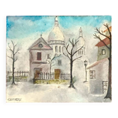 Sacré-Cœur parisien du milieu du siècle De Montmartre signé peinture originale