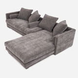 Canapé d’angle gris, design scandinave