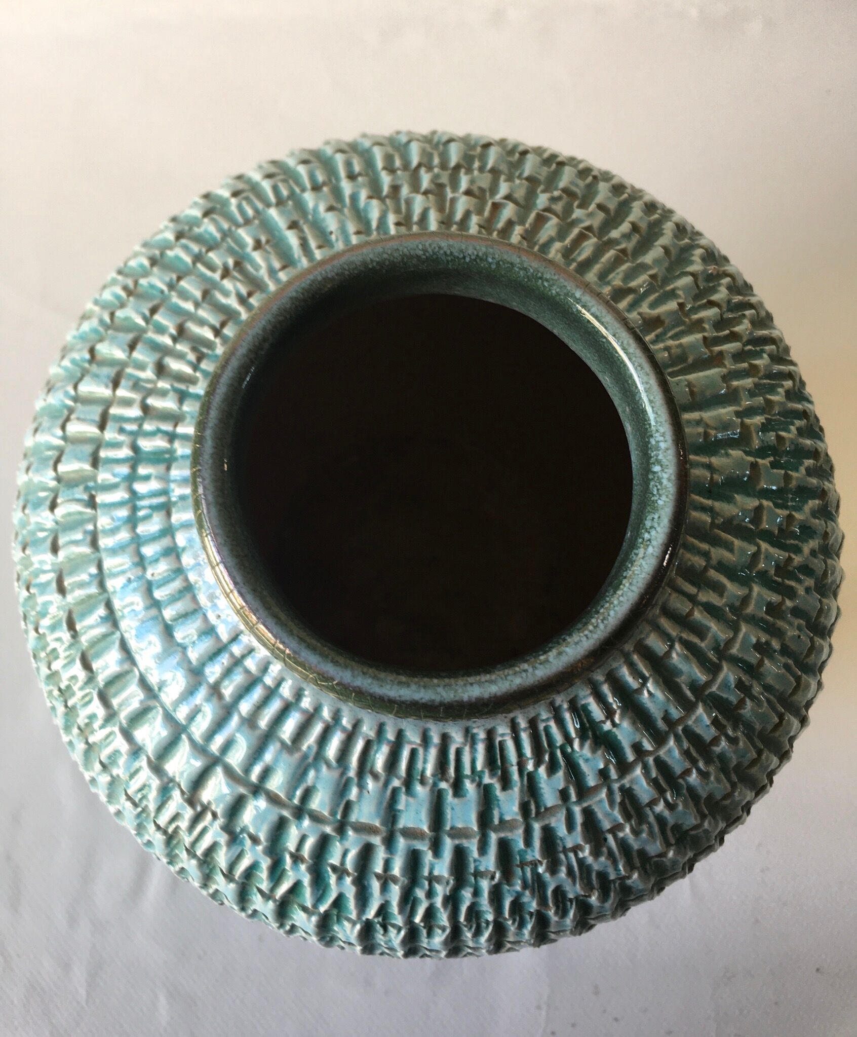 Celt and gold cracked art deco vase