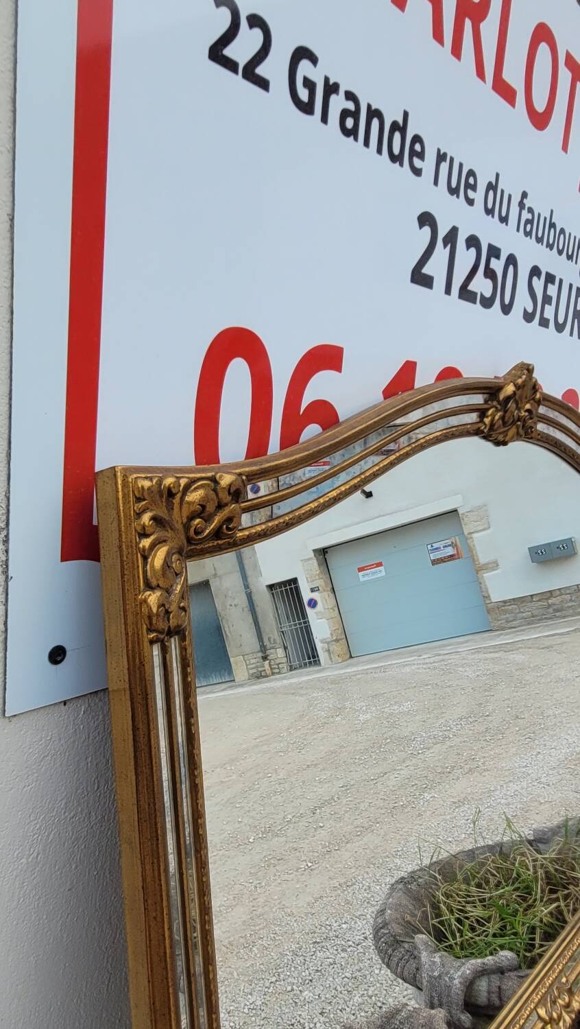 Antique 1960s gold-plated glass mirror