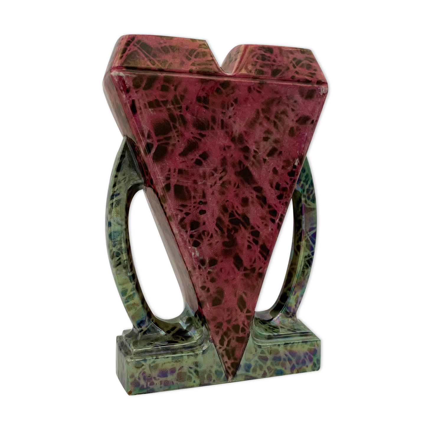 MAJOLIQUE WASMUËL - Art Deco vase in faience signed numbered - 1930s