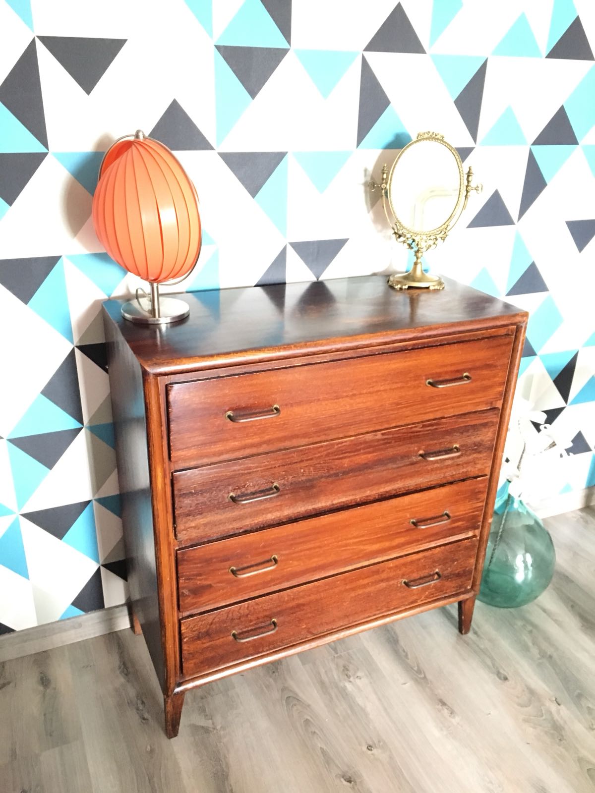 50s oak chest of drawers