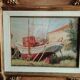Marine Painting in Oil on Masonite, First Half of the 20th Century, Signed, Gilded Wooden Frame
